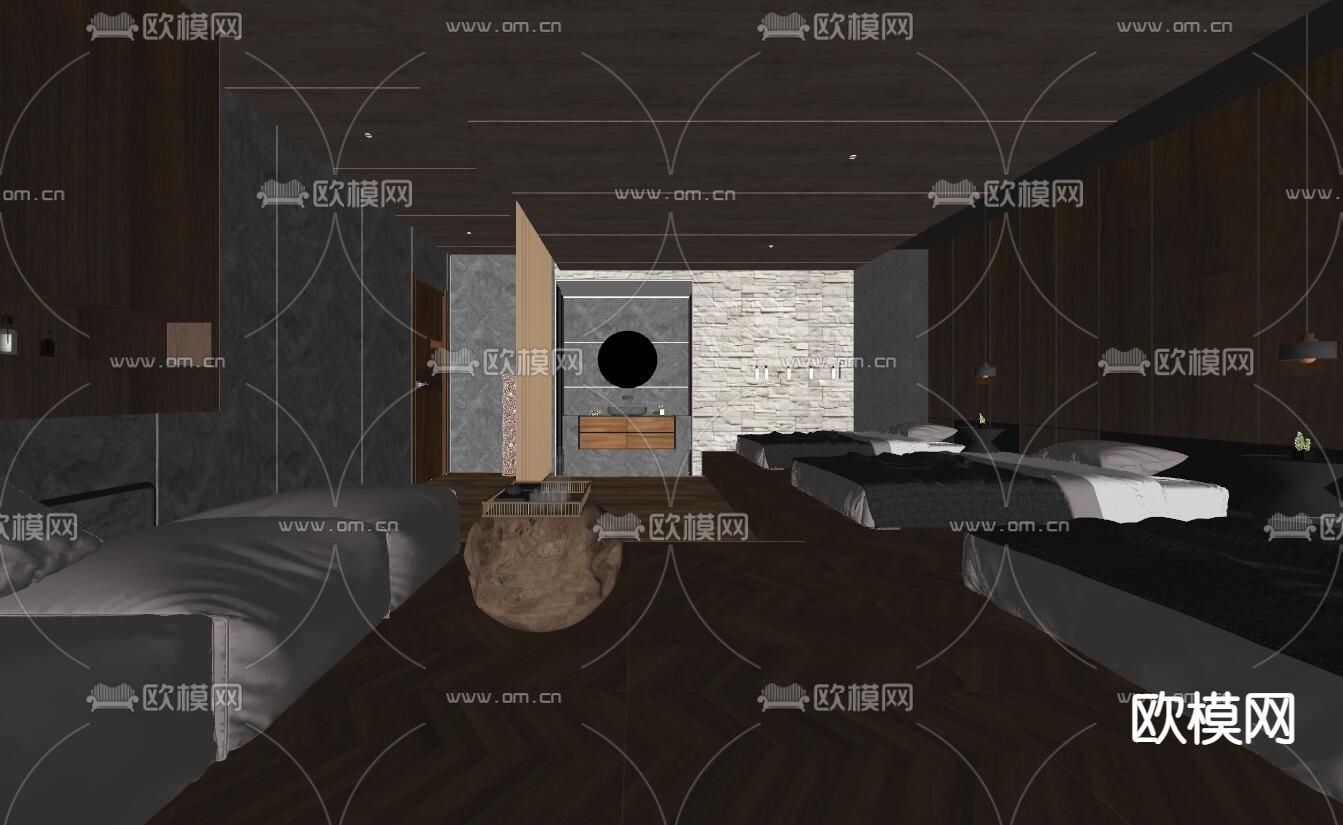 东南亚SPA按摩店包厢su模型下载（渲染图2）