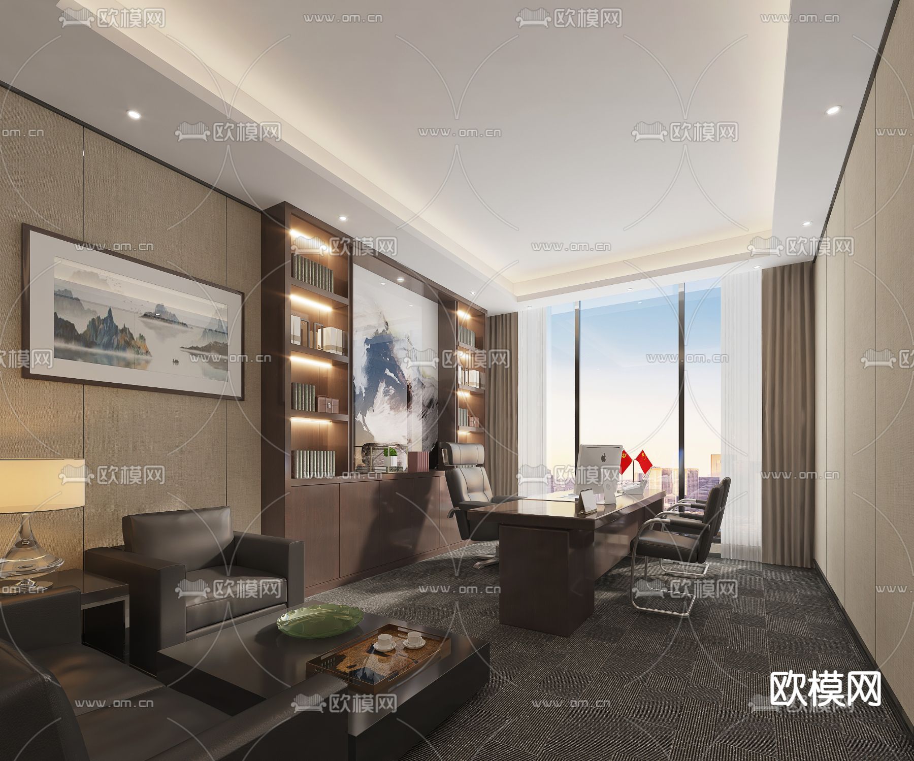 现代总经理室 董事长室su模型下载