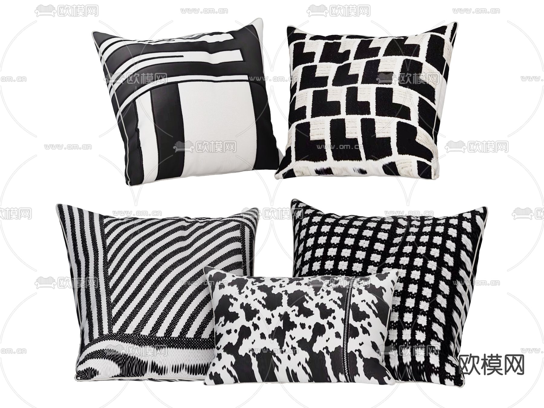 黑白抱枕 靠枕3d模型下载