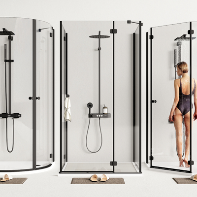  现代玻璃淋浴间su模型 