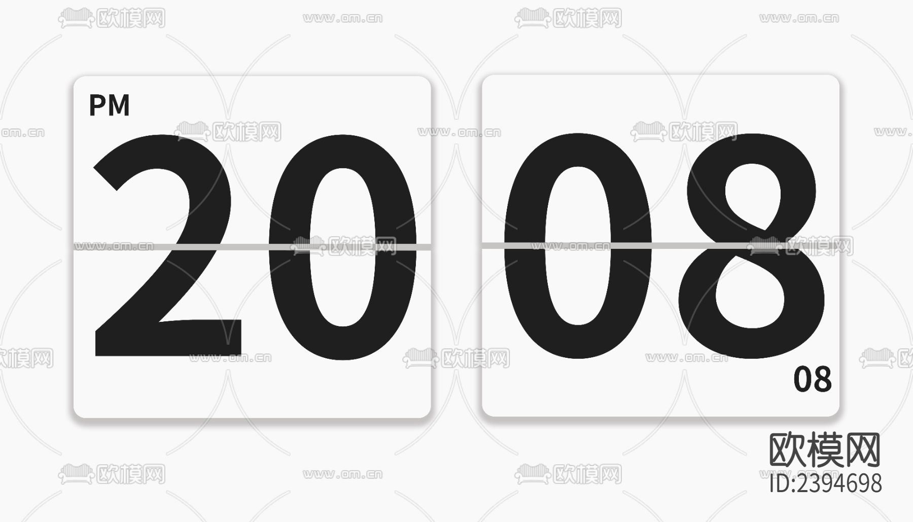 白色高清数字时钟贴图下载