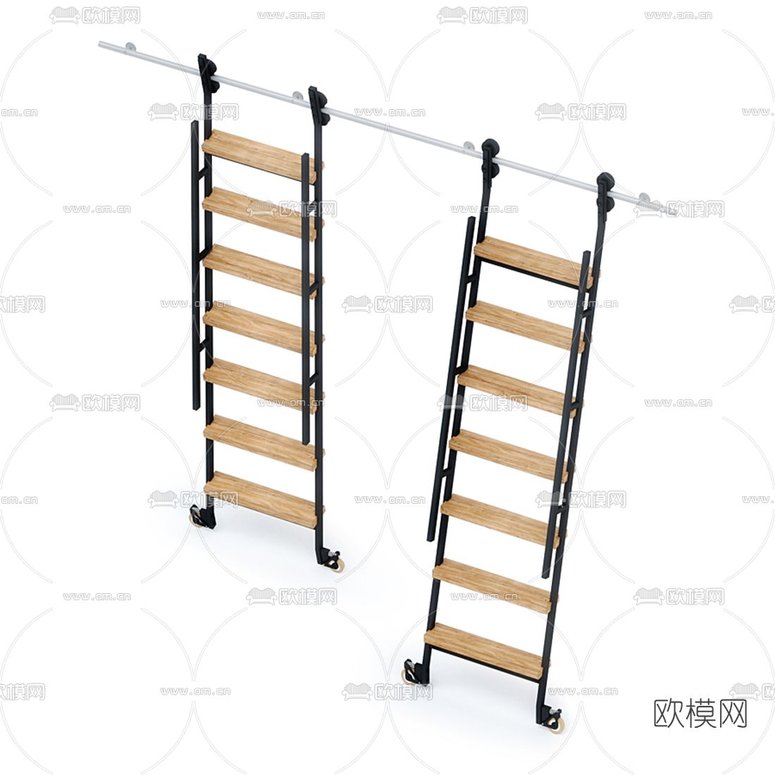 现代图书馆梯子3d模型下载（渲染图2）