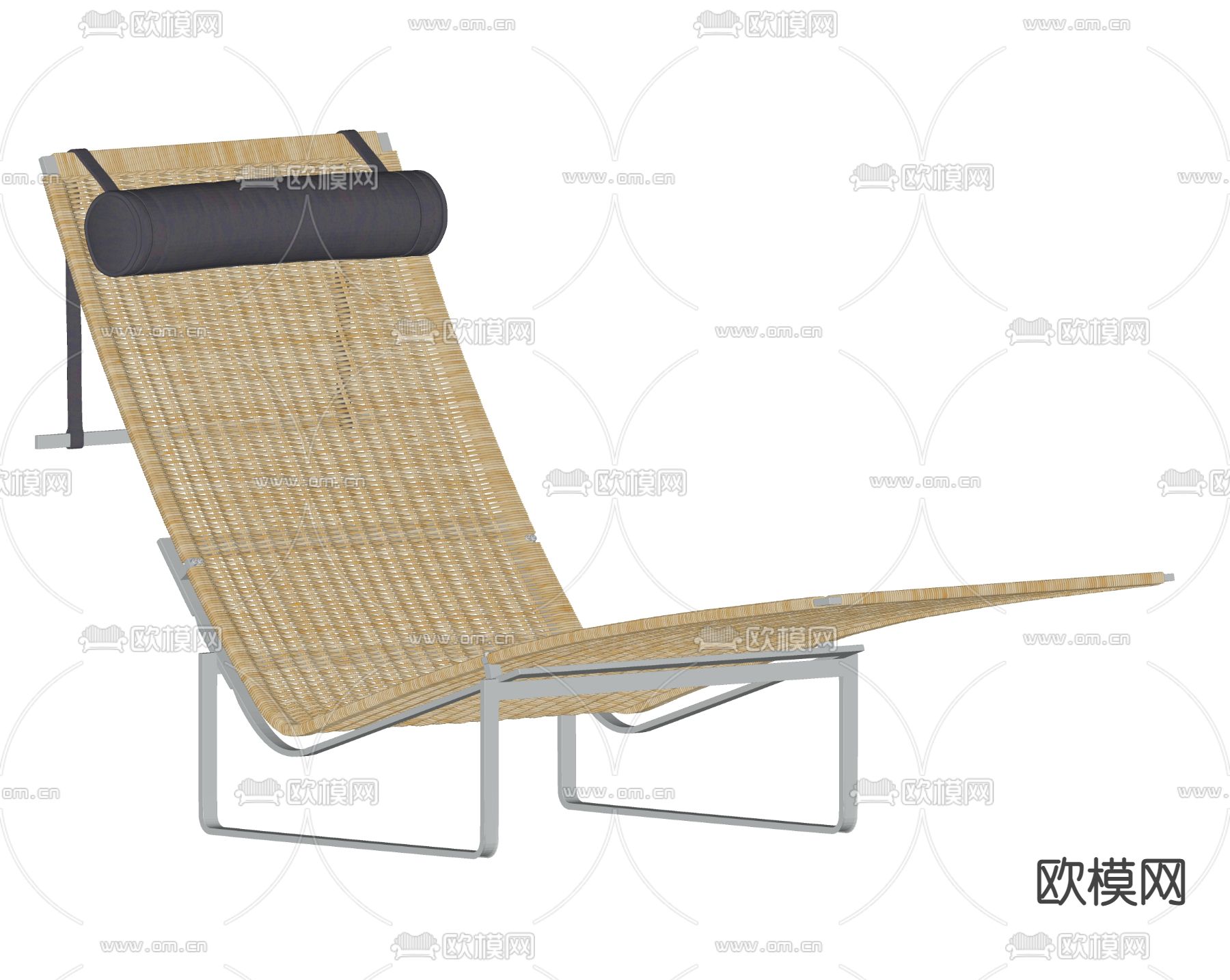 藤编躺椅子su模型下载（渲染图2）