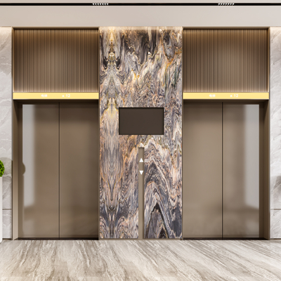  现代电梯间su模型 