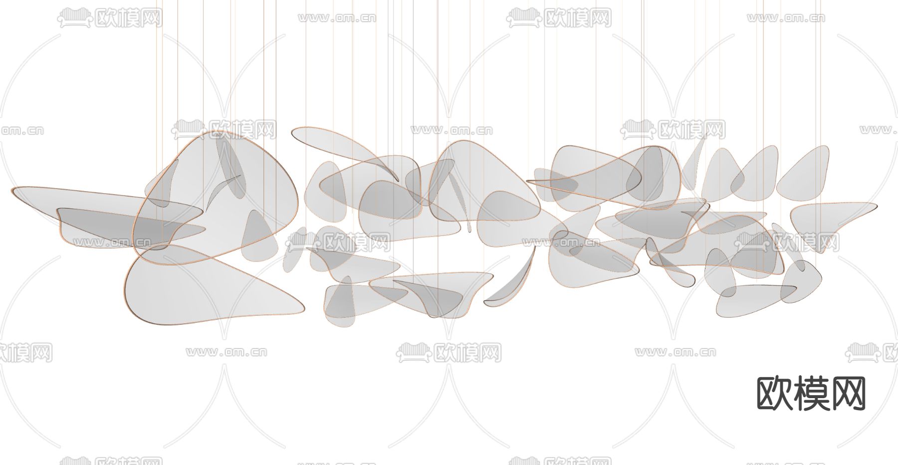 轻奢风水晶吊灯su模型下载（渲染图2）