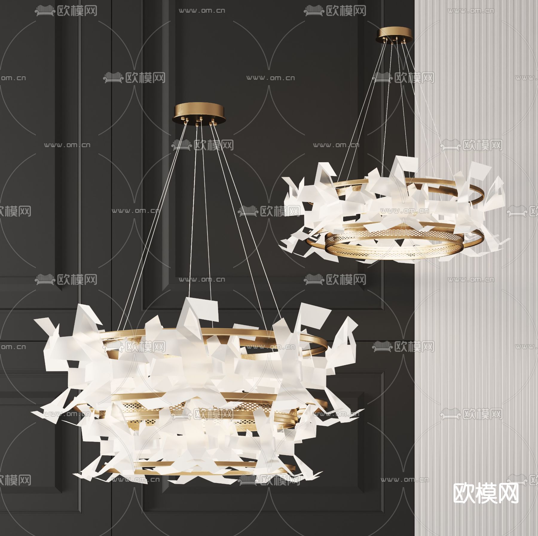 金属环形吊灯 艺术吊灯3d模型下载_ID12224409_3dmax免费模型-欧模网
