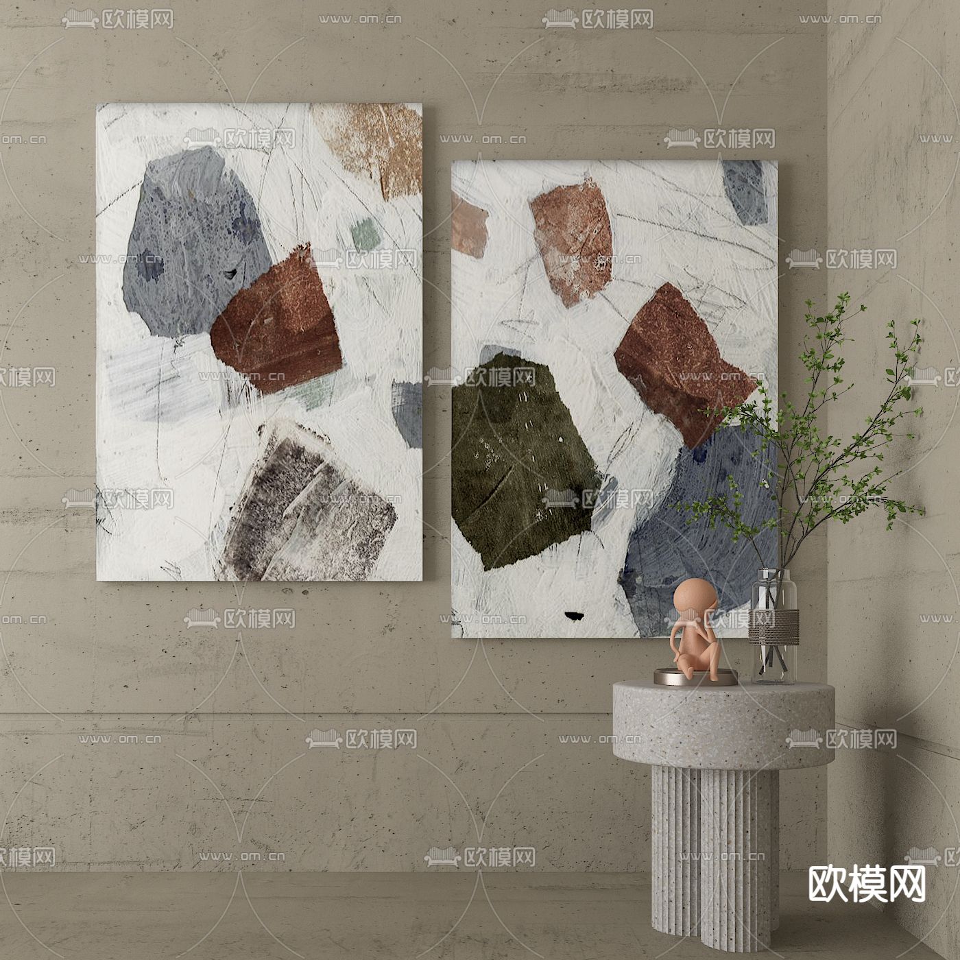 诧寂风装饰画 挂画3d模型下载_ID12224632_3dmax免费模型-欧模网