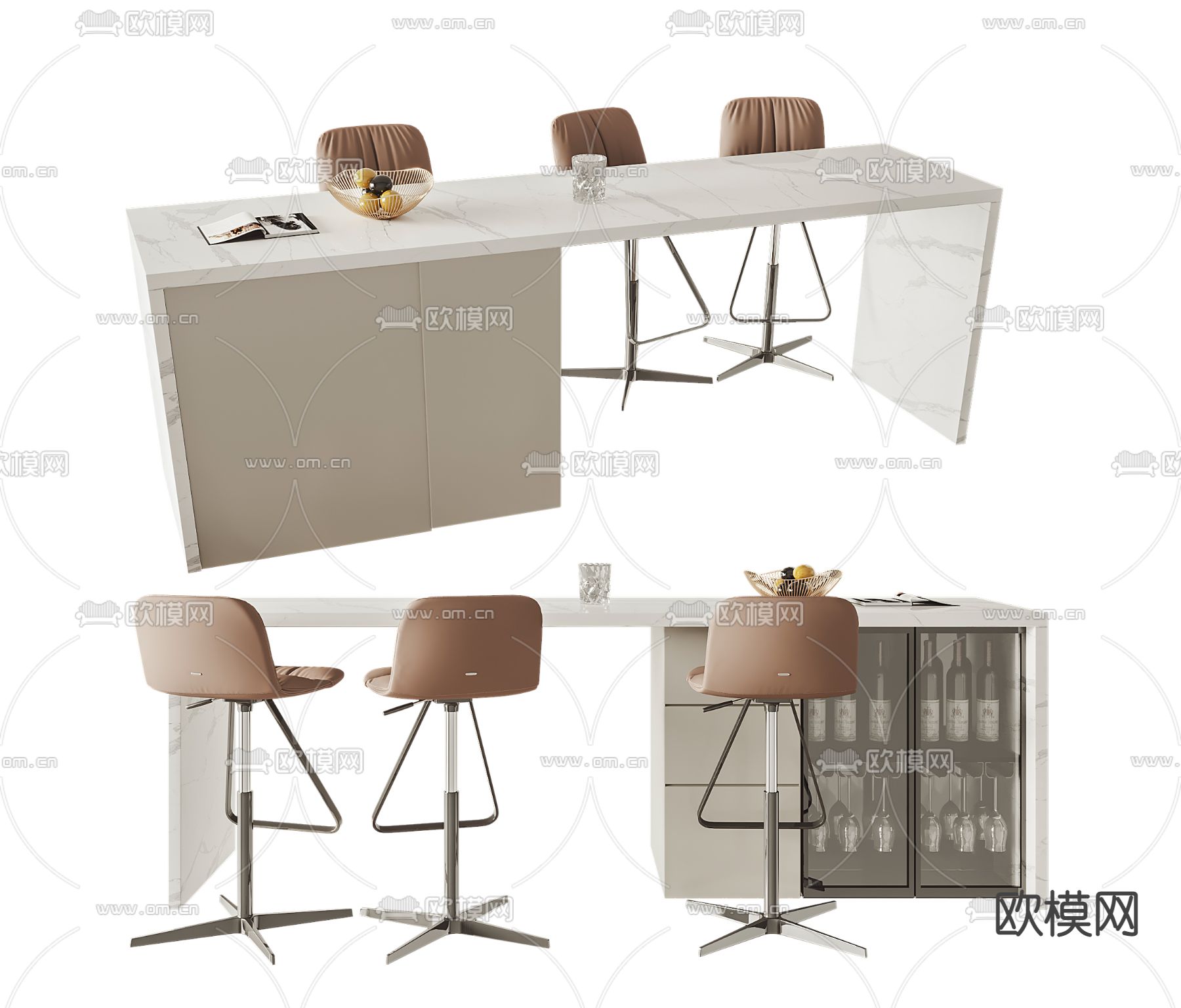 现代吧台3d模型下载