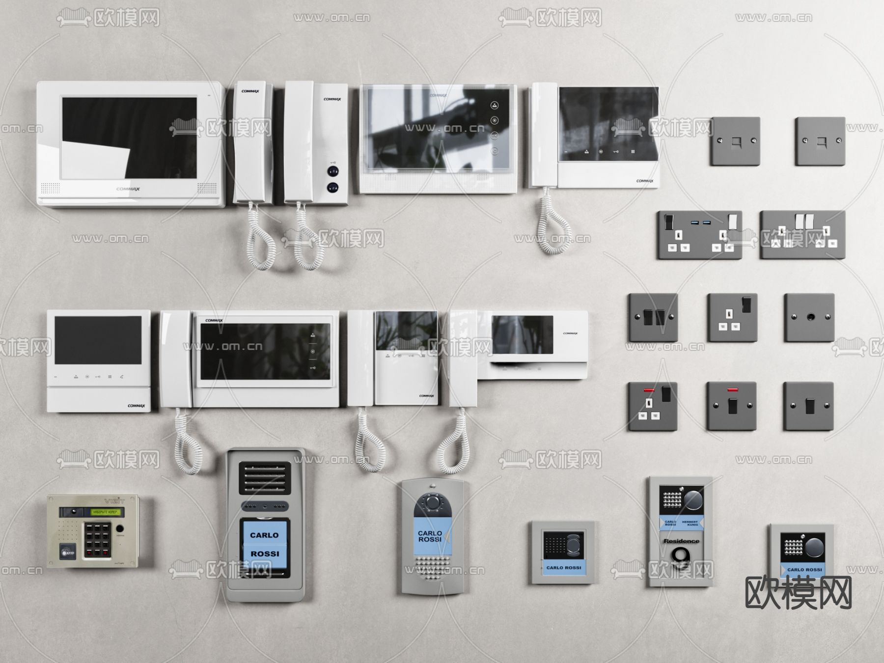 开关面板 可视门铃 对讲机3d模型下载