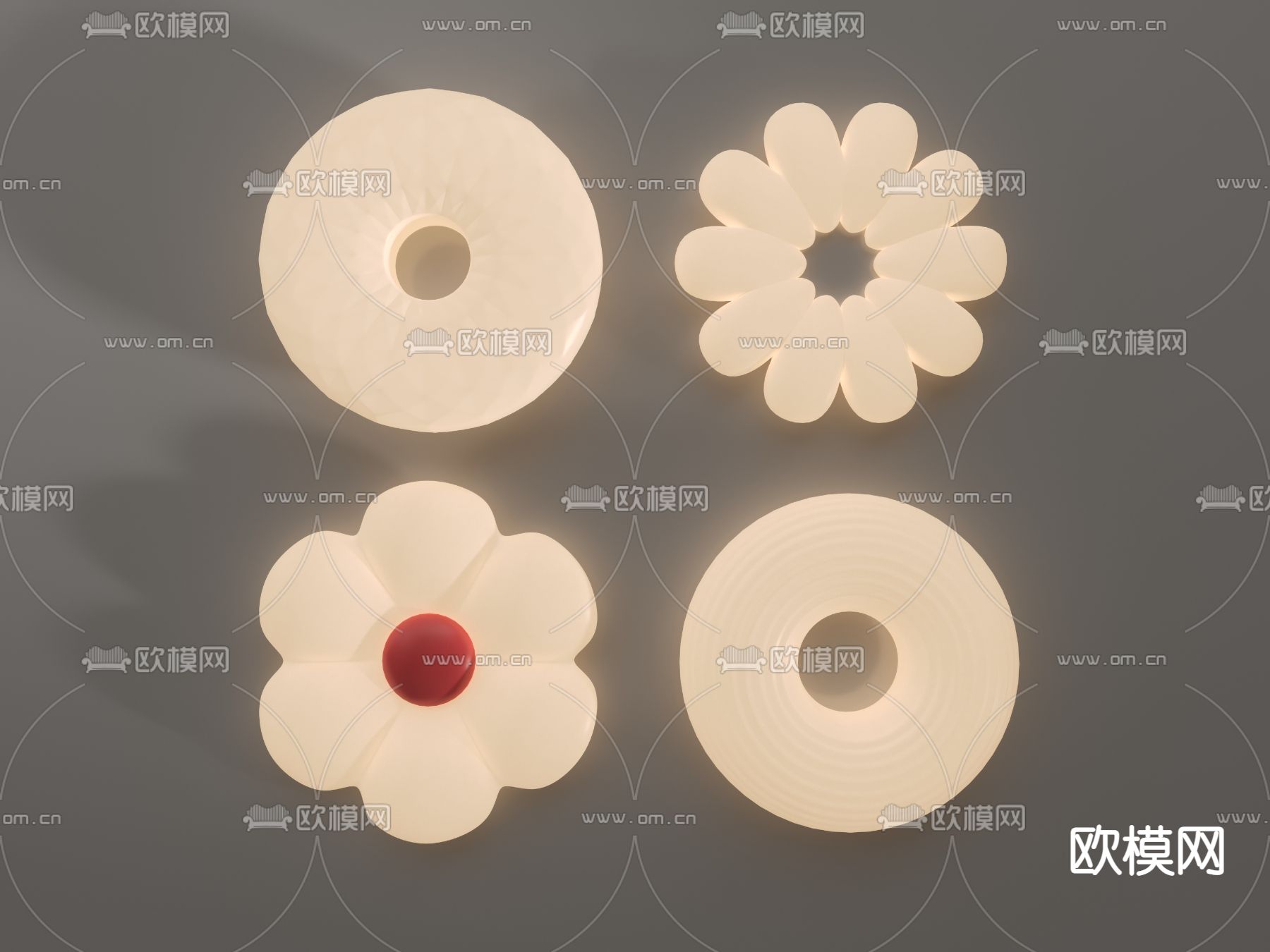 奶油风吸顶灯su模型下载（渲染图2）