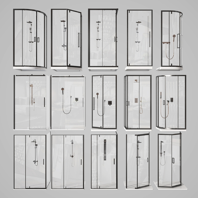  淋浴间 淋浴隔断su模型 