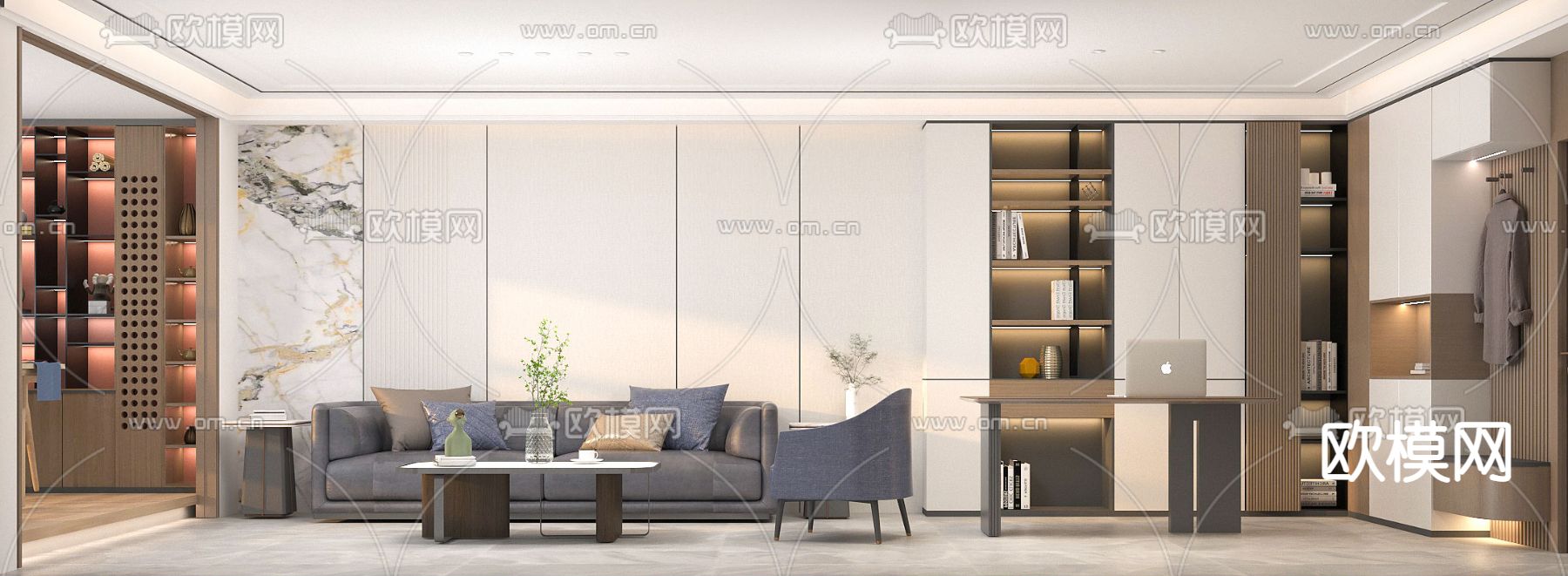 总经理室 董事长室免费3d模型下载（渲染图1）