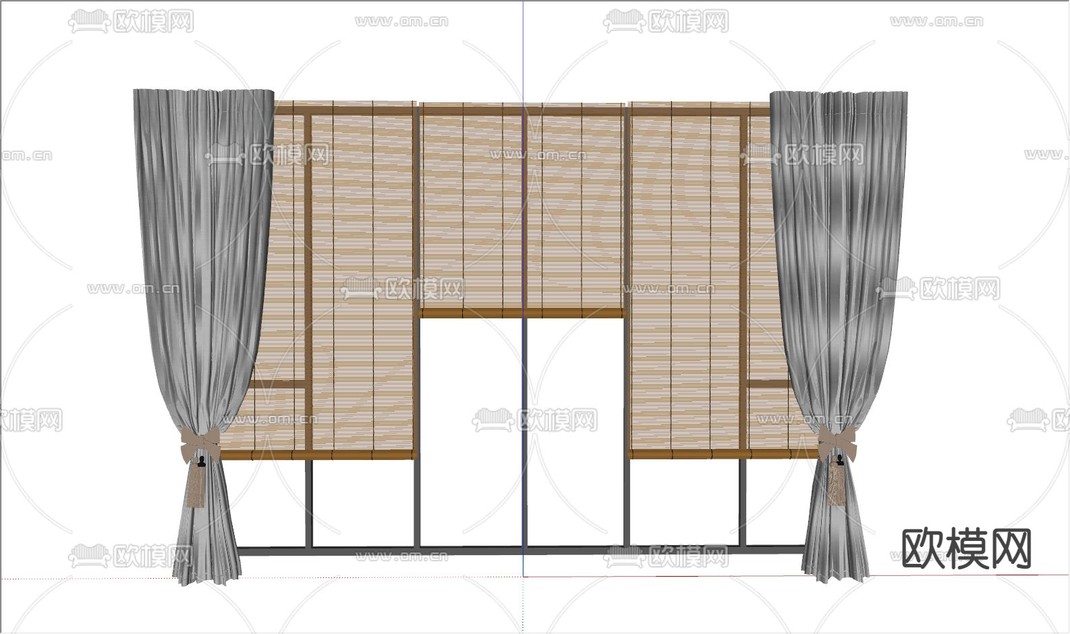 新中式竹帘 帘子 窗帘su模型下载_ID12224329_sketchup模型下载-欧模网