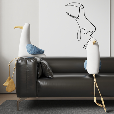  现代海鸥抱枕 玩具抱枕su模型 