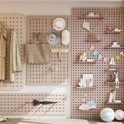  现代洞洞板搁板 壁架su模型 