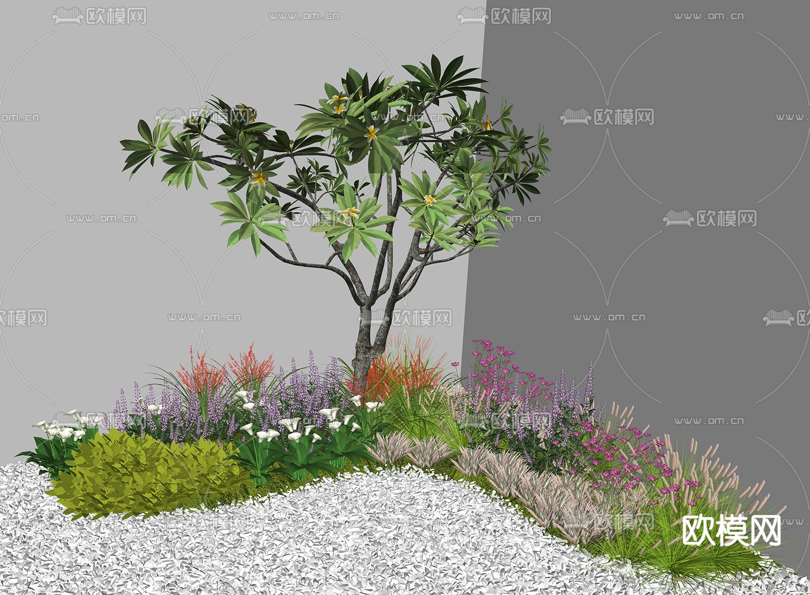 现代景观植物灌木su模型下载（渲染图2）