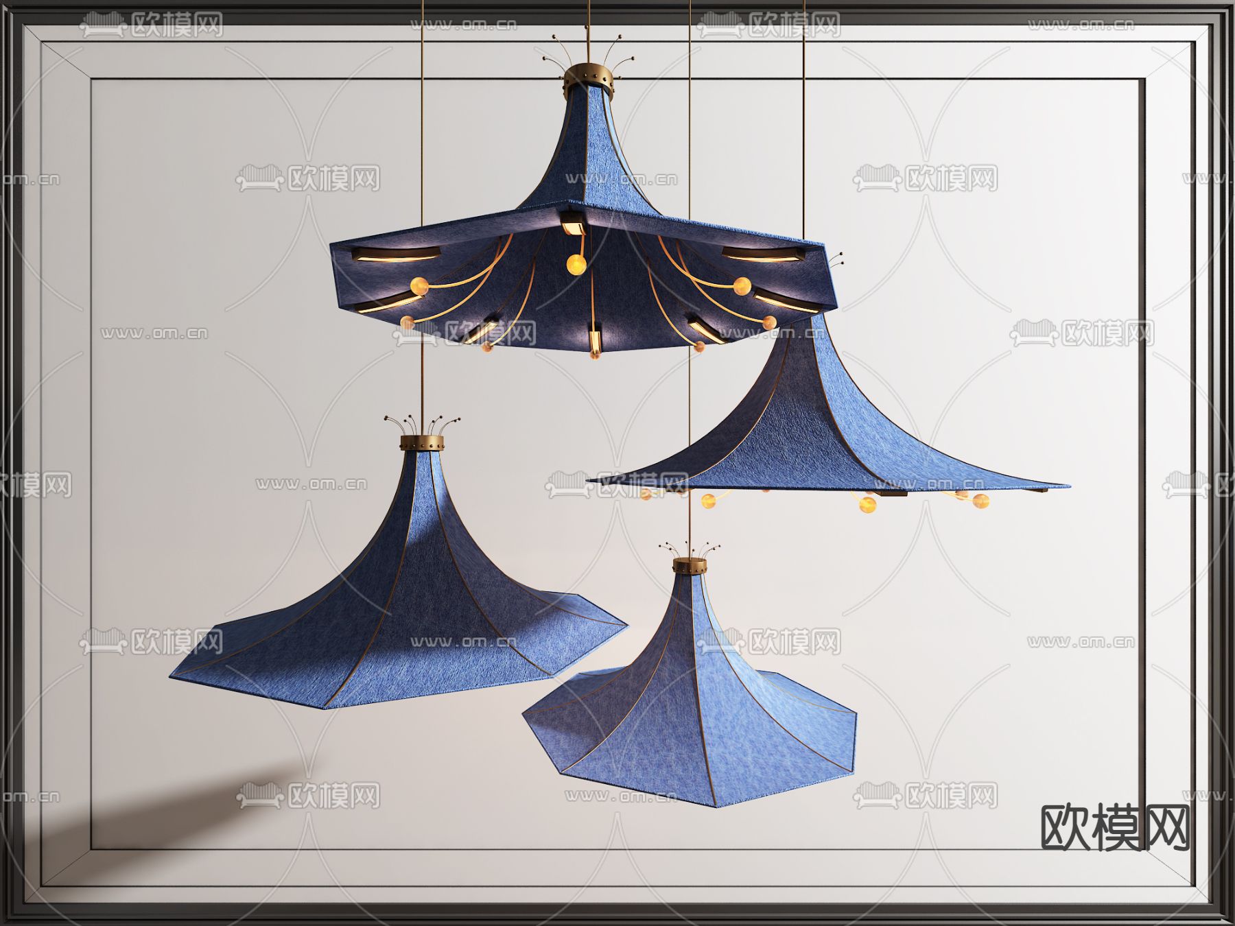 现代喇叭花装饰吊灯su模型下载（渲染图1）