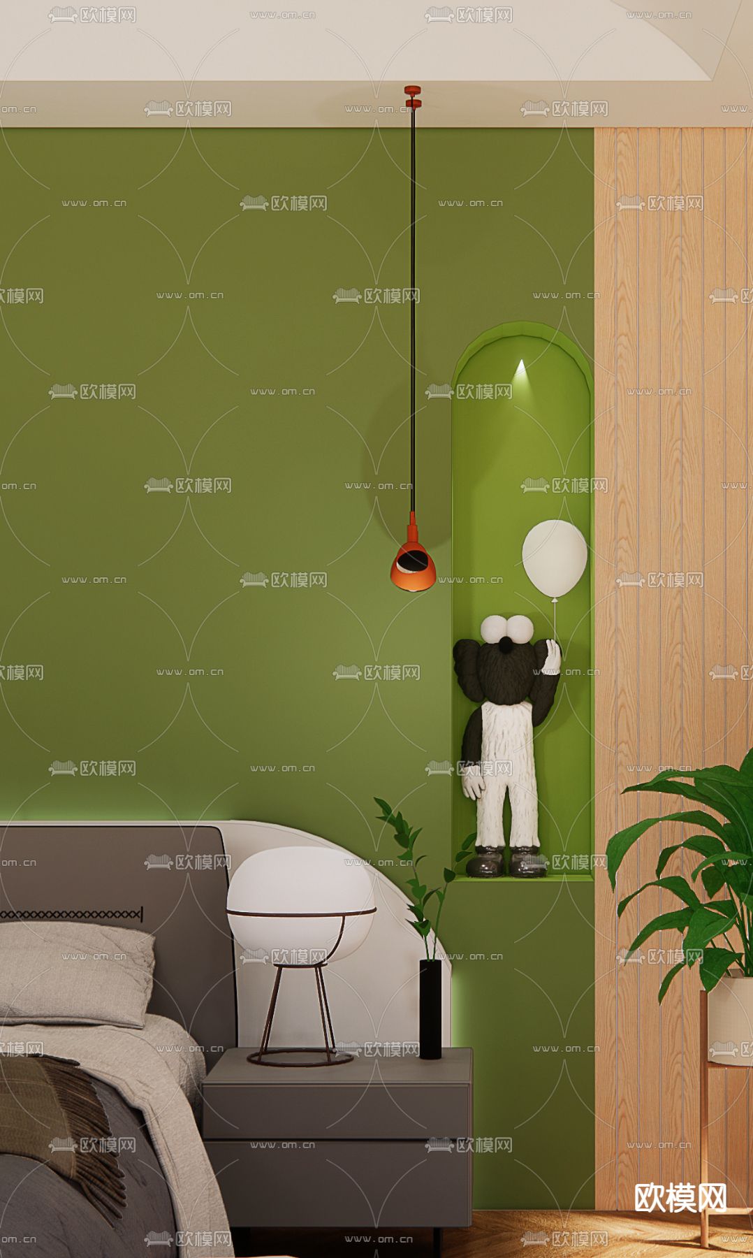 北欧卧室 主人房su模型下载（渲染图2）