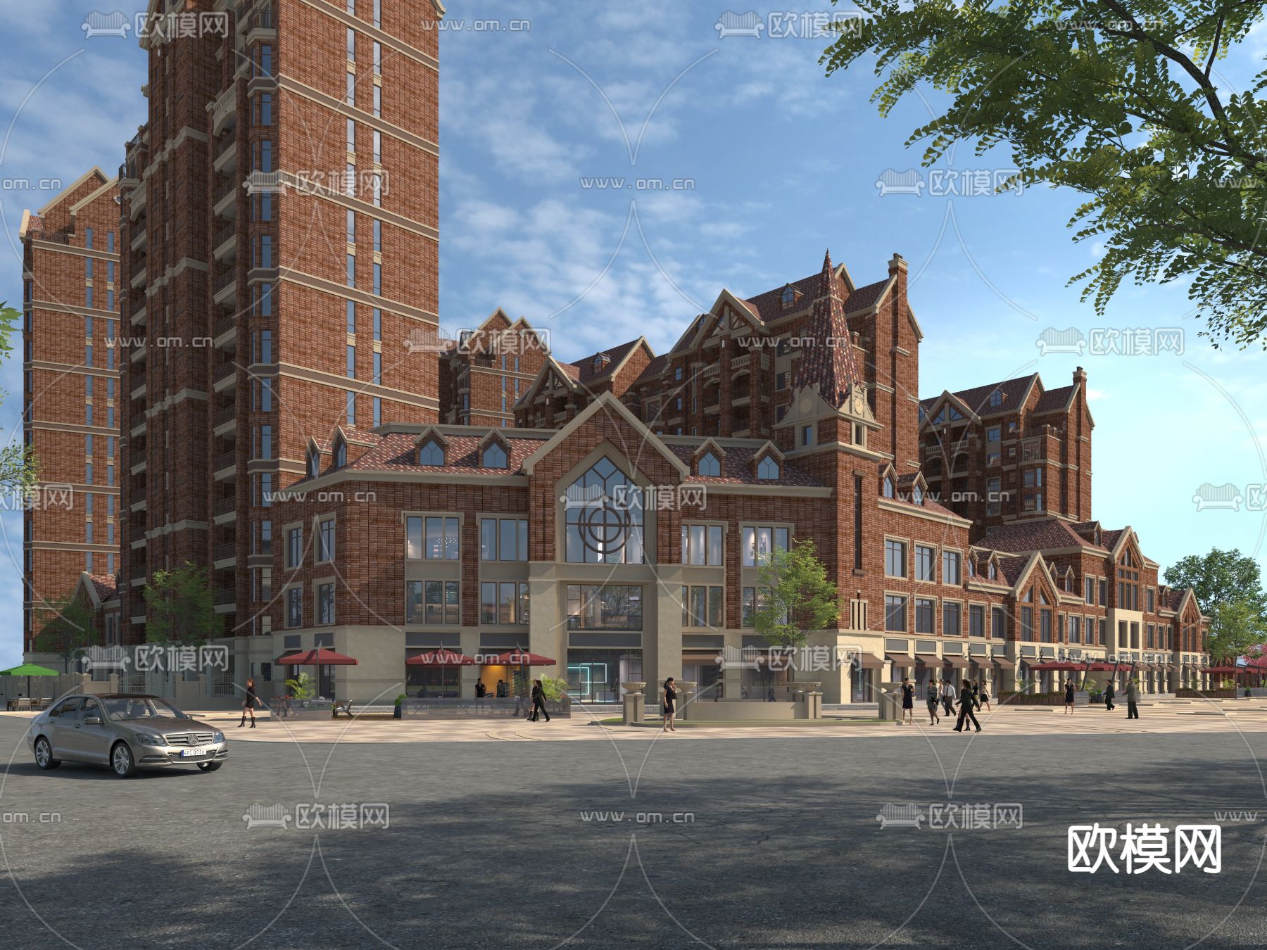 欧式商业街3d模型下载