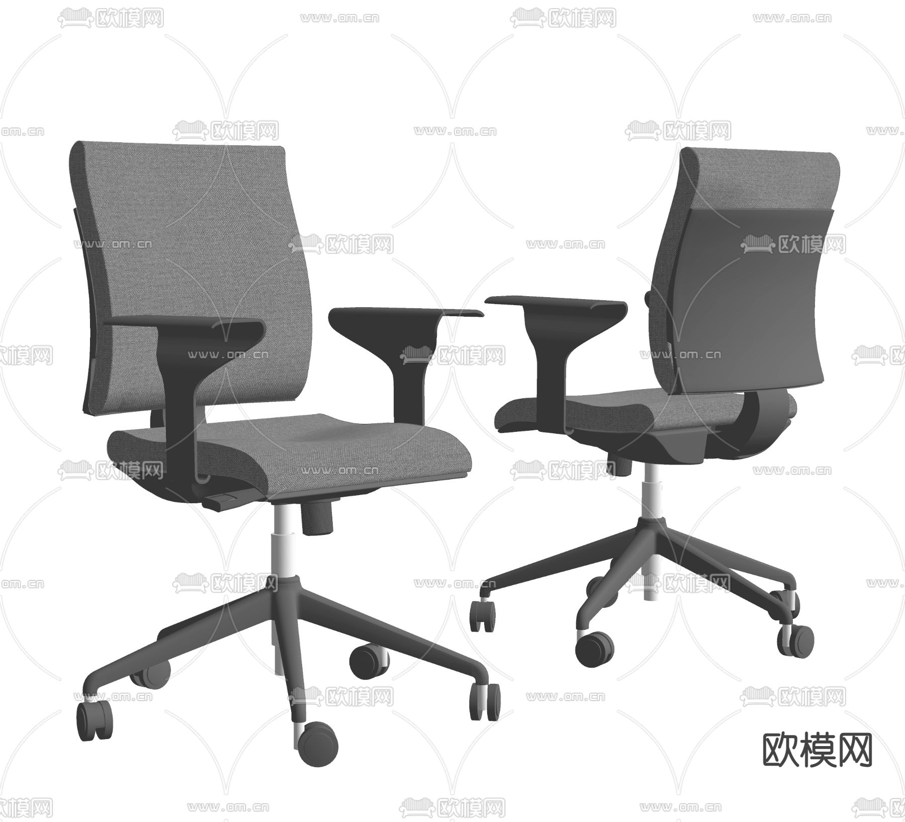 黑色办公椅 职员椅su模型