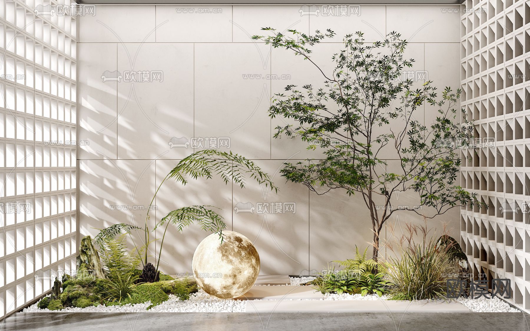 室内苔藓景观 绿植造景3d模型下载