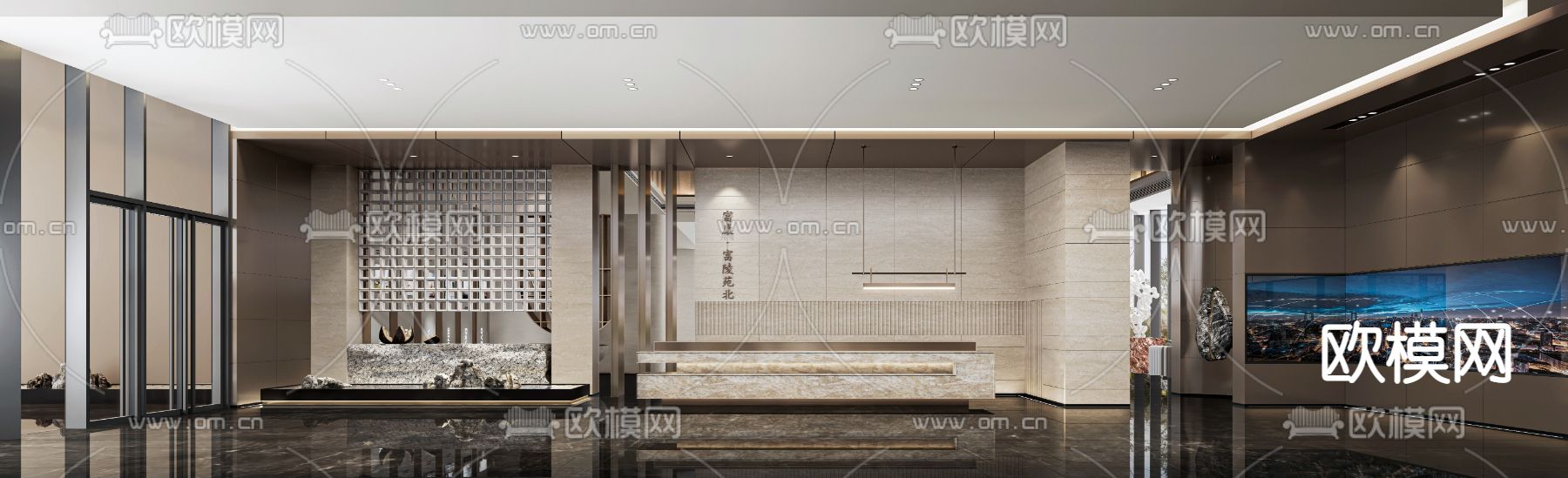 轻奢售楼部前台 接待3d模型