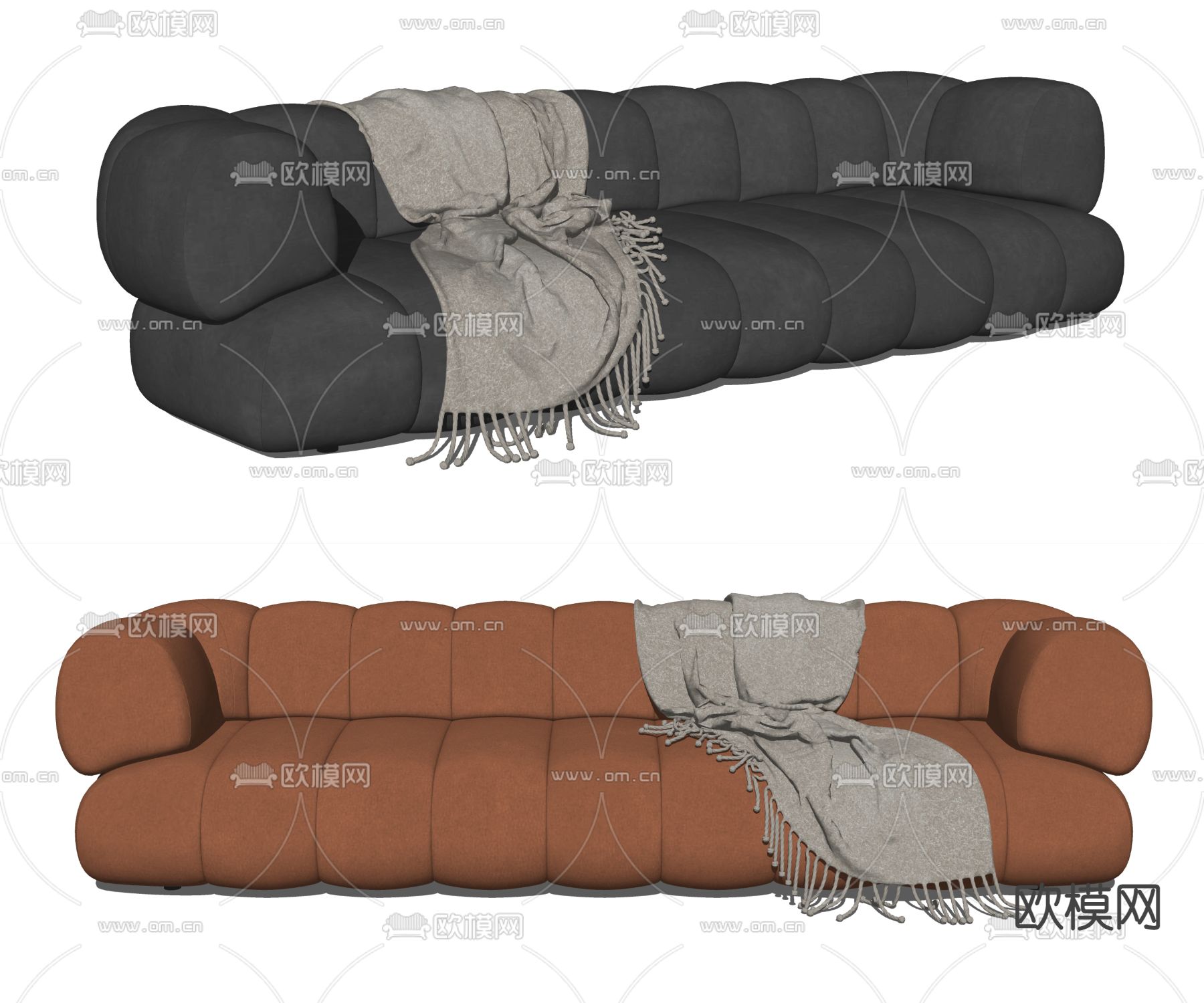 Roche Bobois 多人沙发su模型下载（渲染图2）