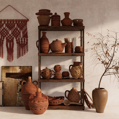  侘寂风陶罐 插花花瓶su模型 