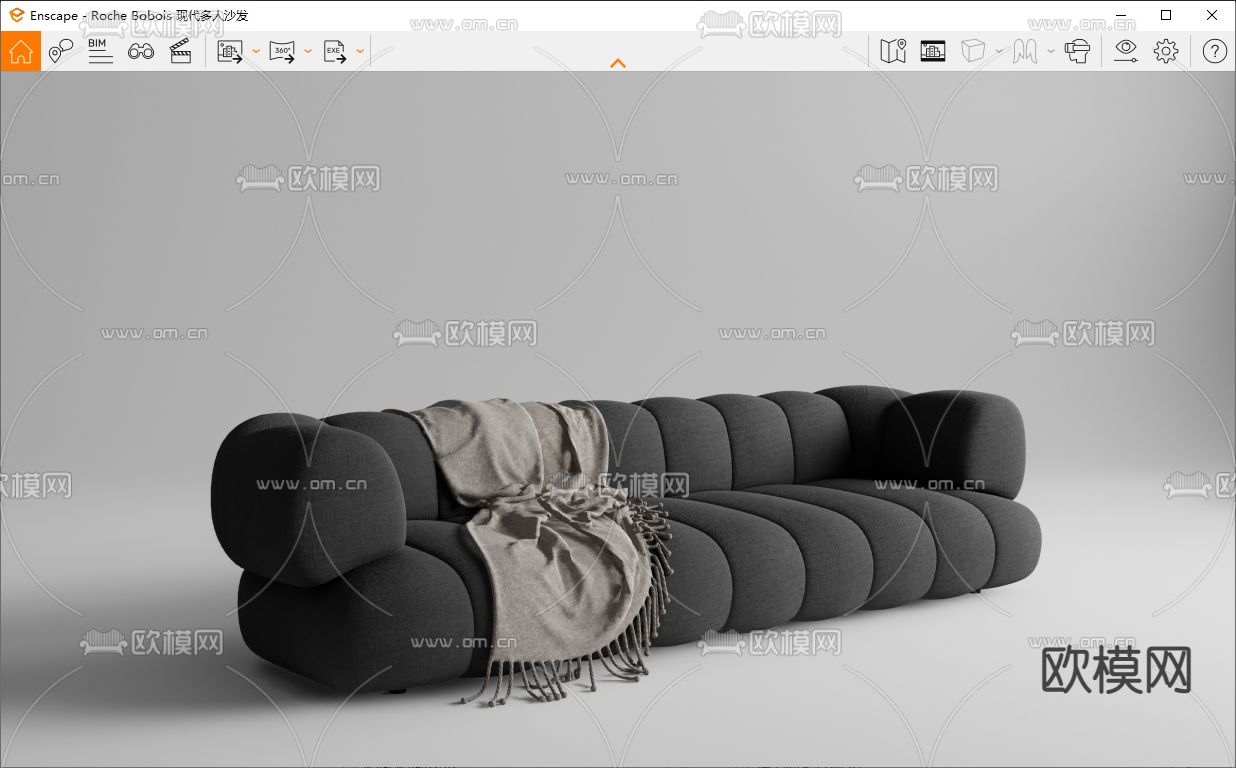 Roche Bobois 多人沙发su模型下载（渲染图4）