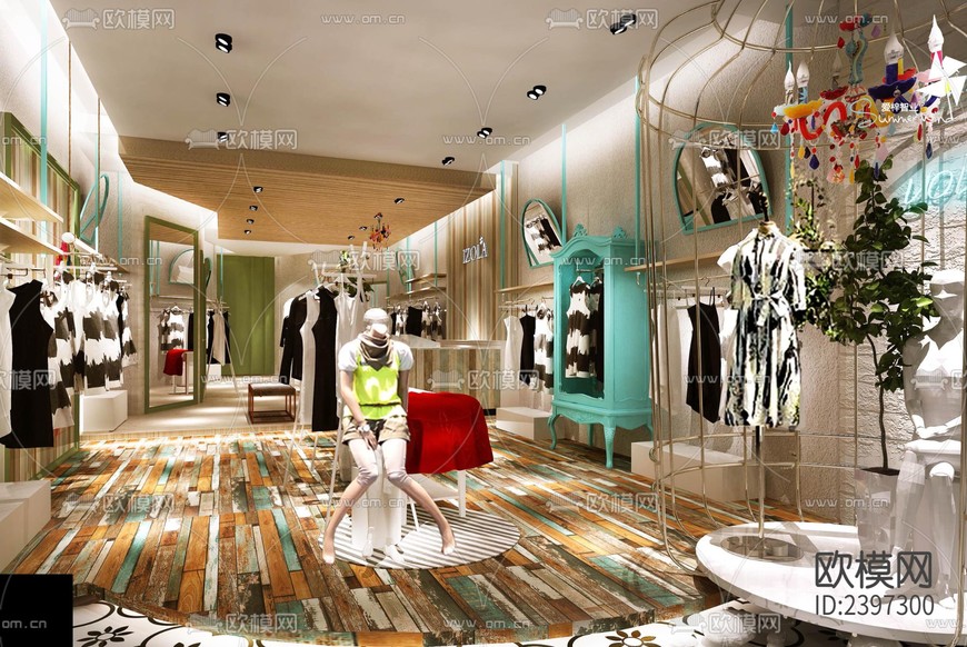 服装店设计cad施工图下载(渲染图9)