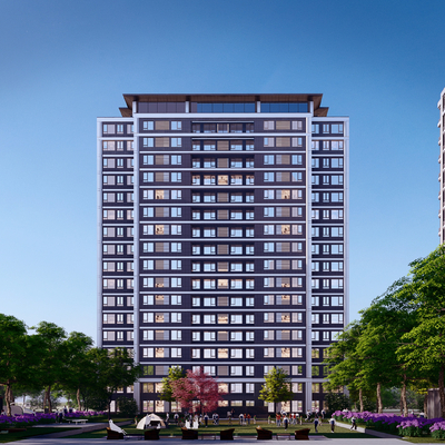 现代住宅小区外观su模型