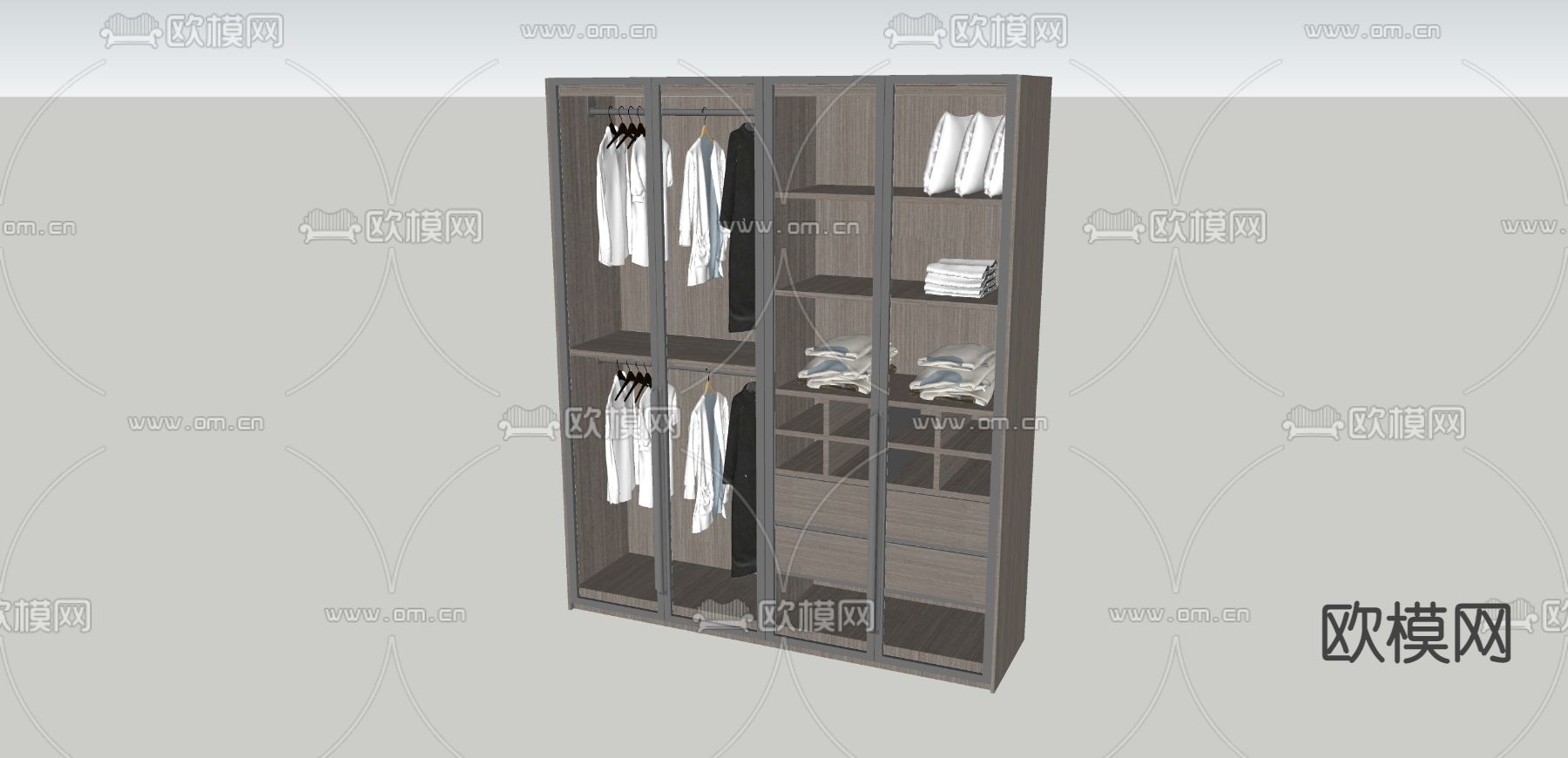 现代衣柜su模型下载（渲染图2）