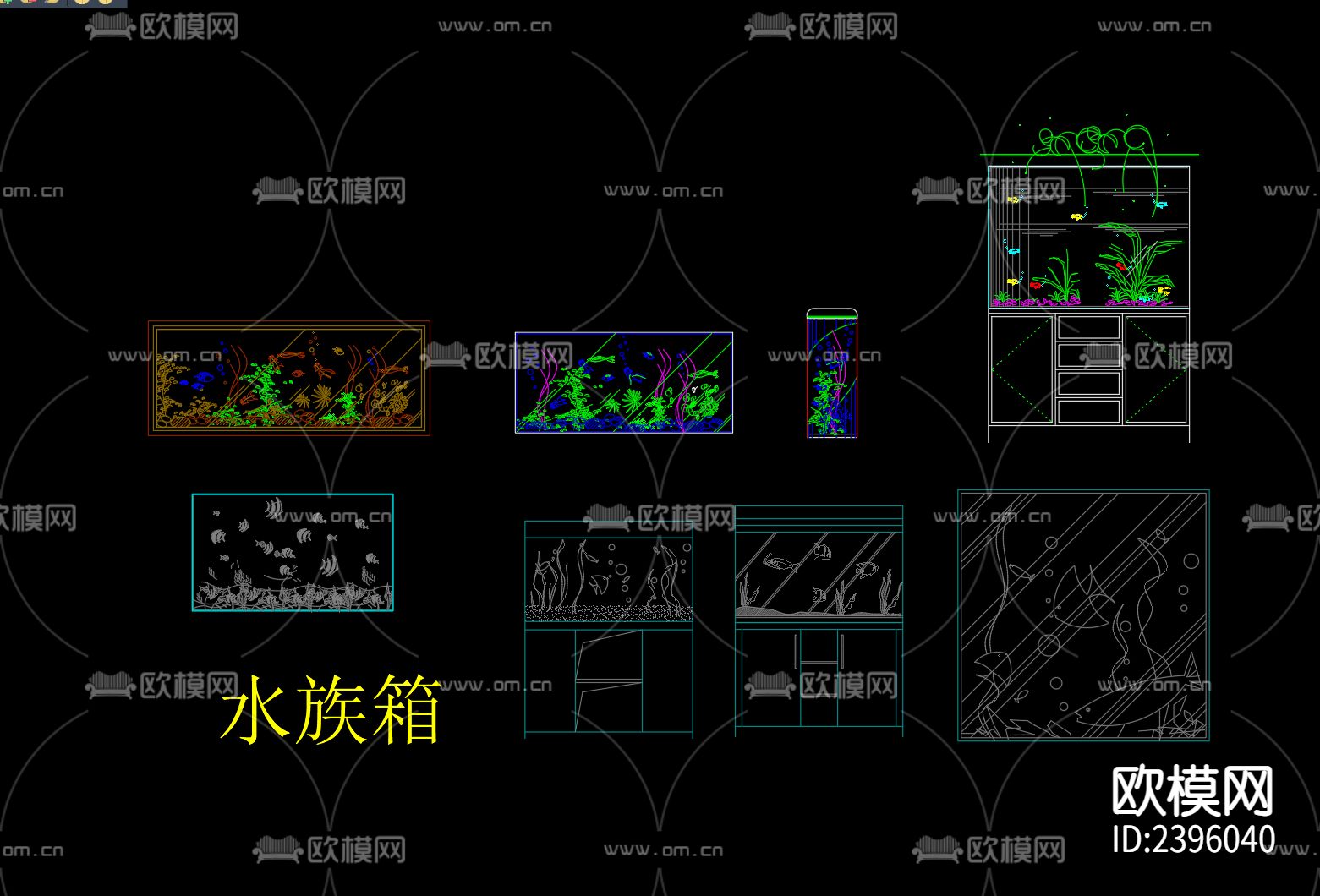鱼缸水族箱平面设计cad施工图下载