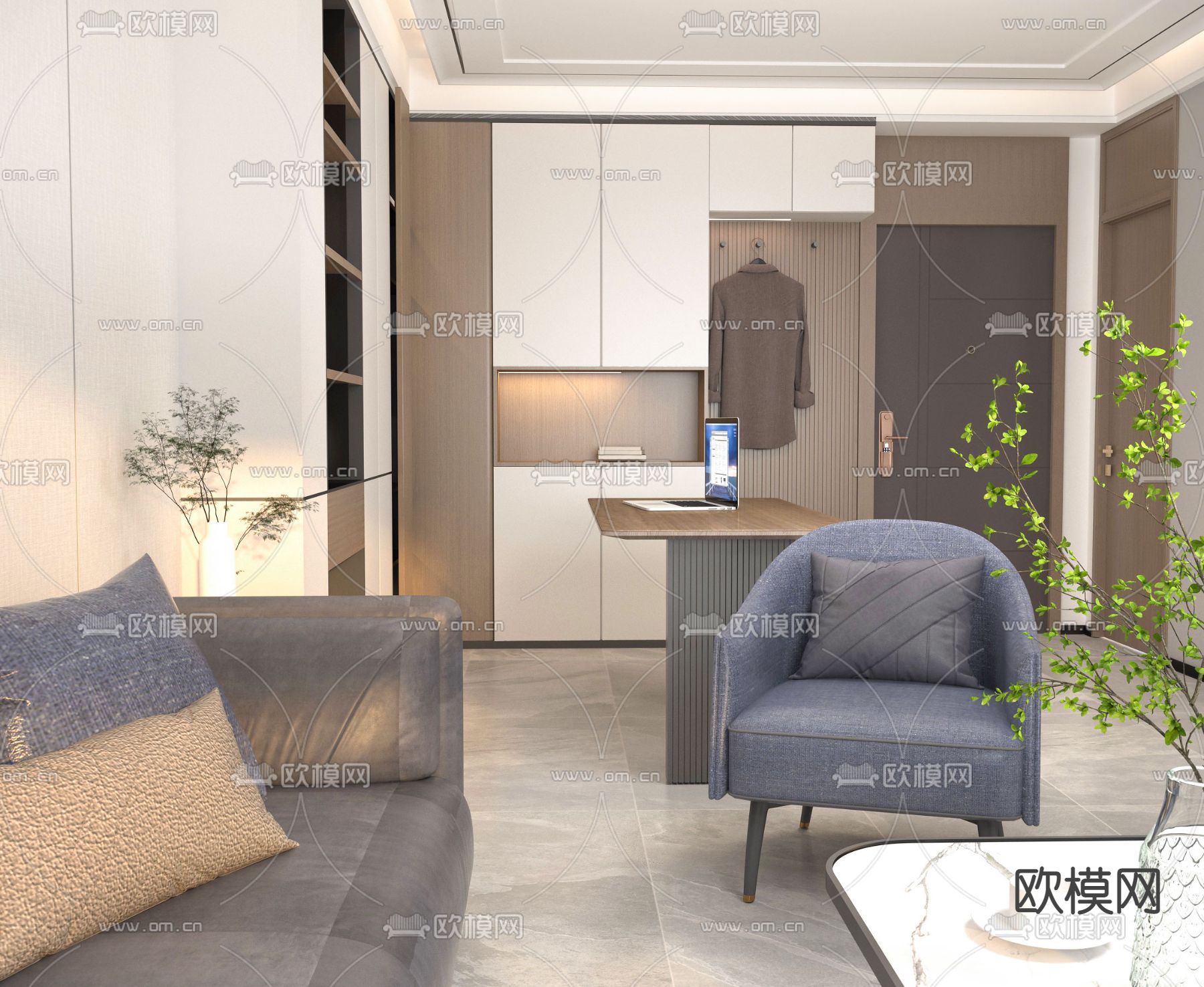 总经理室 董事长室免费3d模型下载（渲染图4）