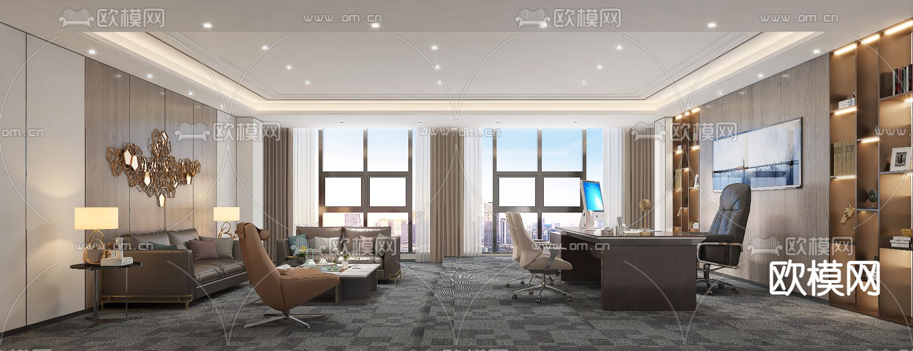 轻奢总经理室 董事长室su模型下载
