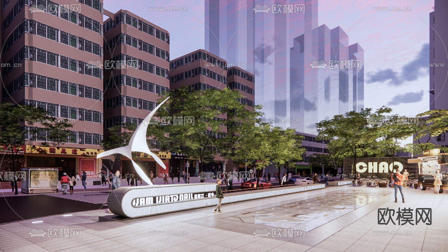 轻奢网红商业示范区su模型下载（渲染图5）