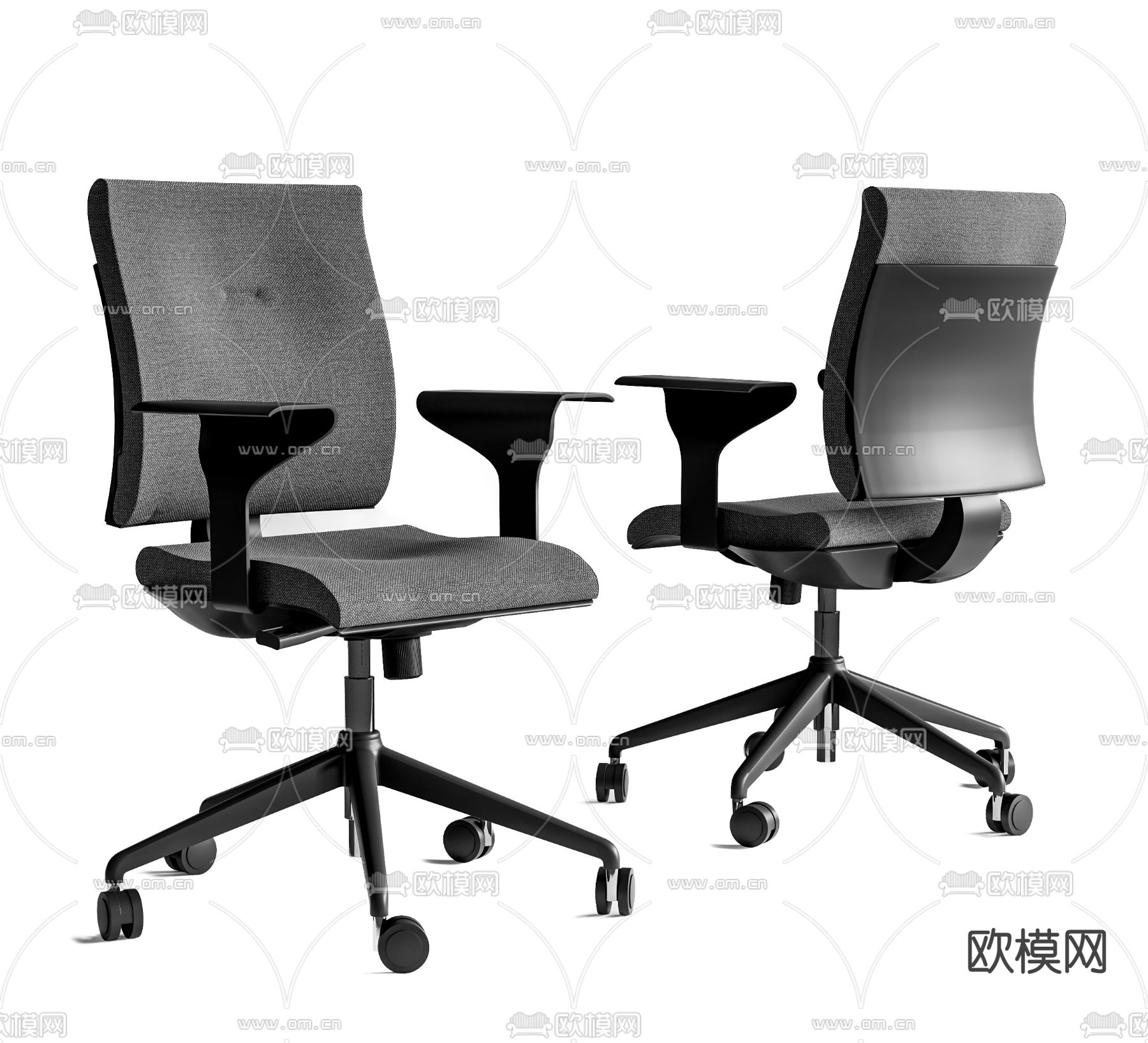 黑色办公椅 职员椅su模型