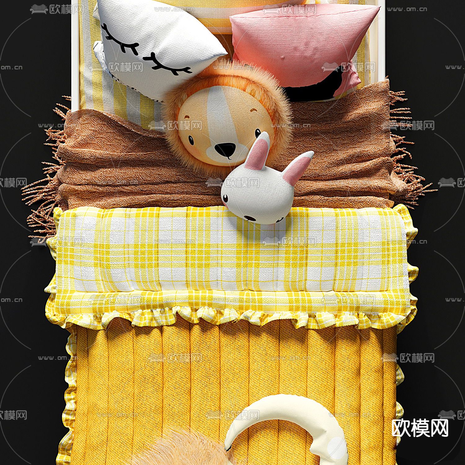 北欧儿童床3d模型下载（渲染图4）