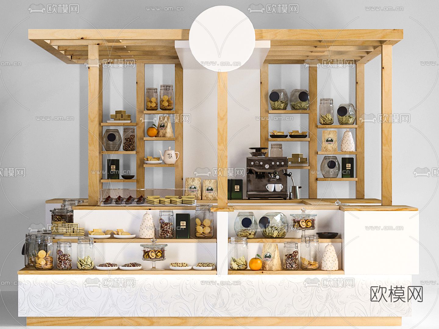 北欧超市甜点咖啡货架3d模型下载（渲染图2）