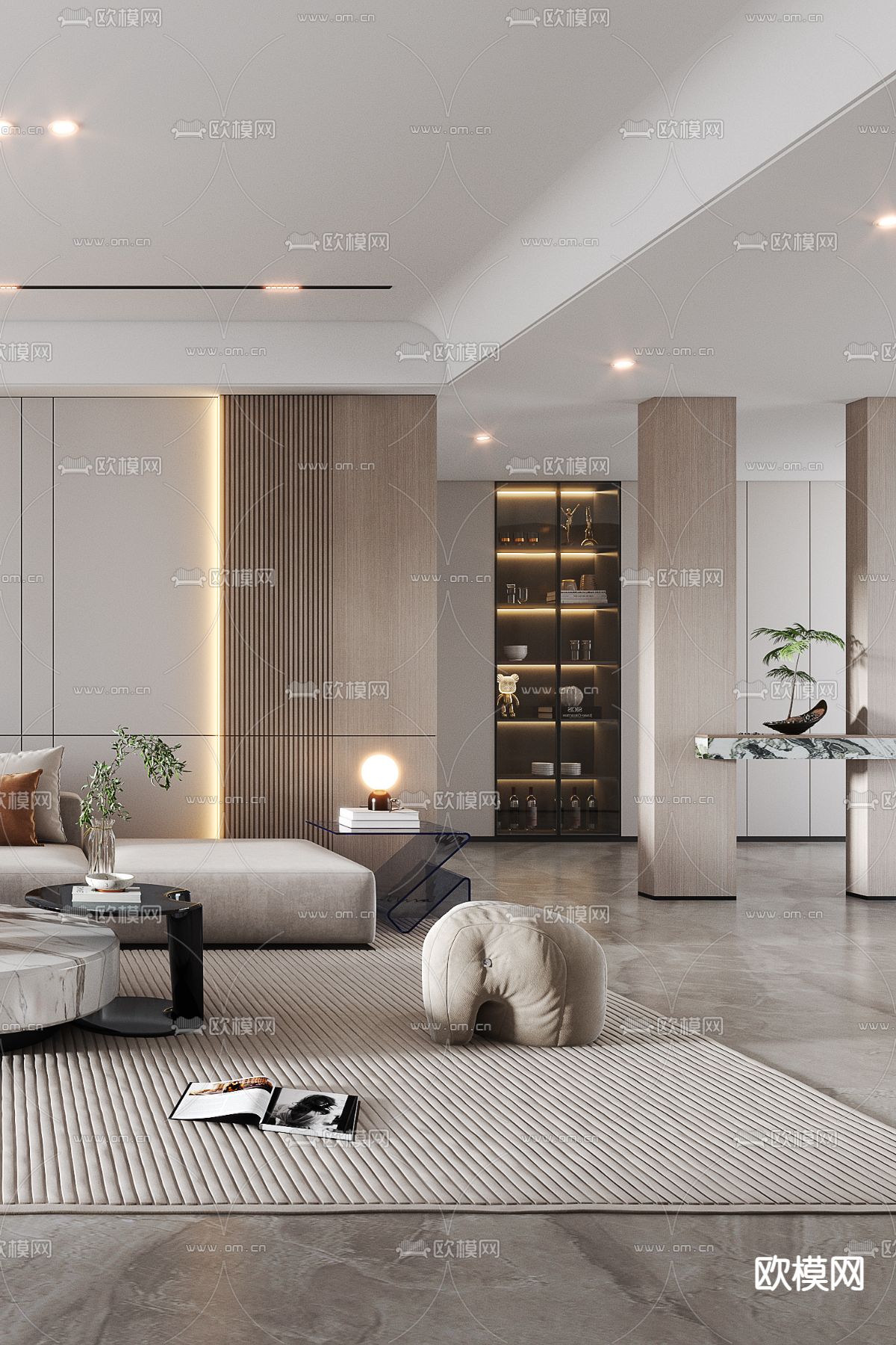 现代家居客厅3d模型下载（渲染图3）