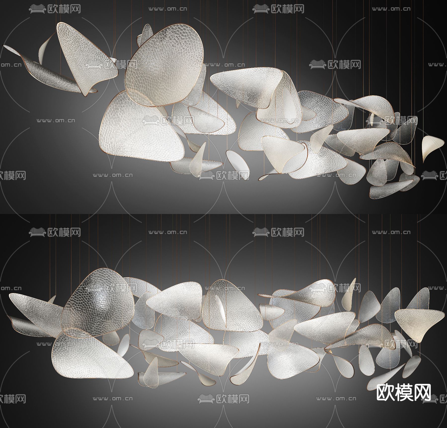 轻奢风水晶吊灯su模型下载（渲染图1）
