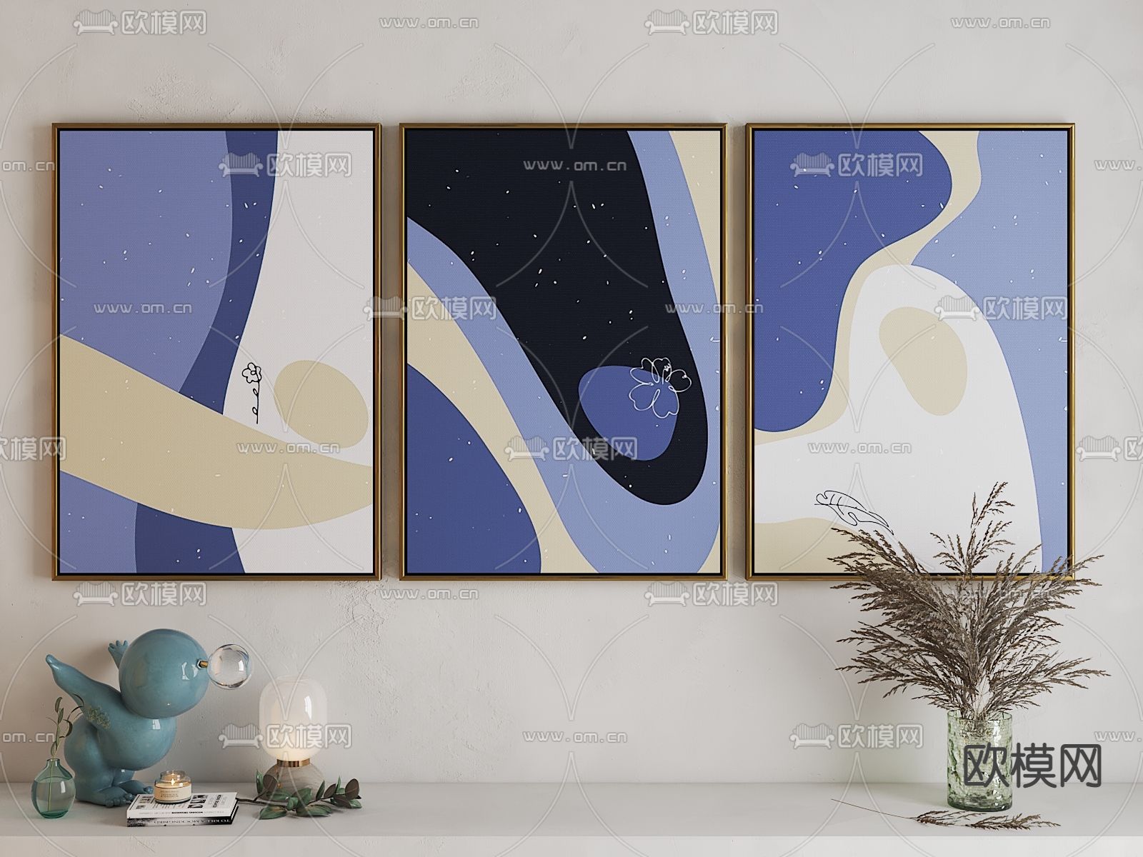 轻奢艺术挂画3d模型下载