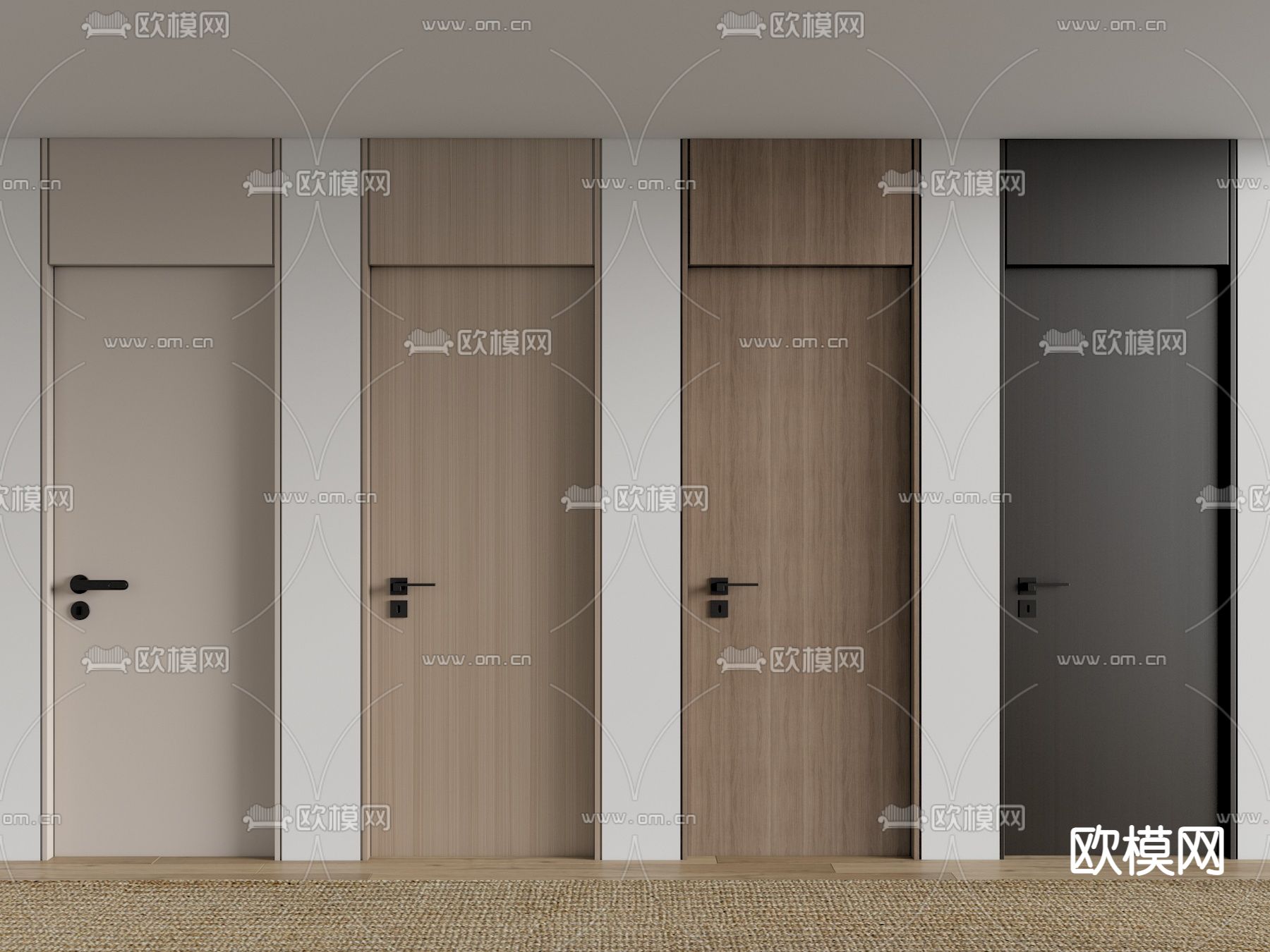 现代卧室门 通顶门su模型下载_ID12219684_sketchup模型下载-欧模网