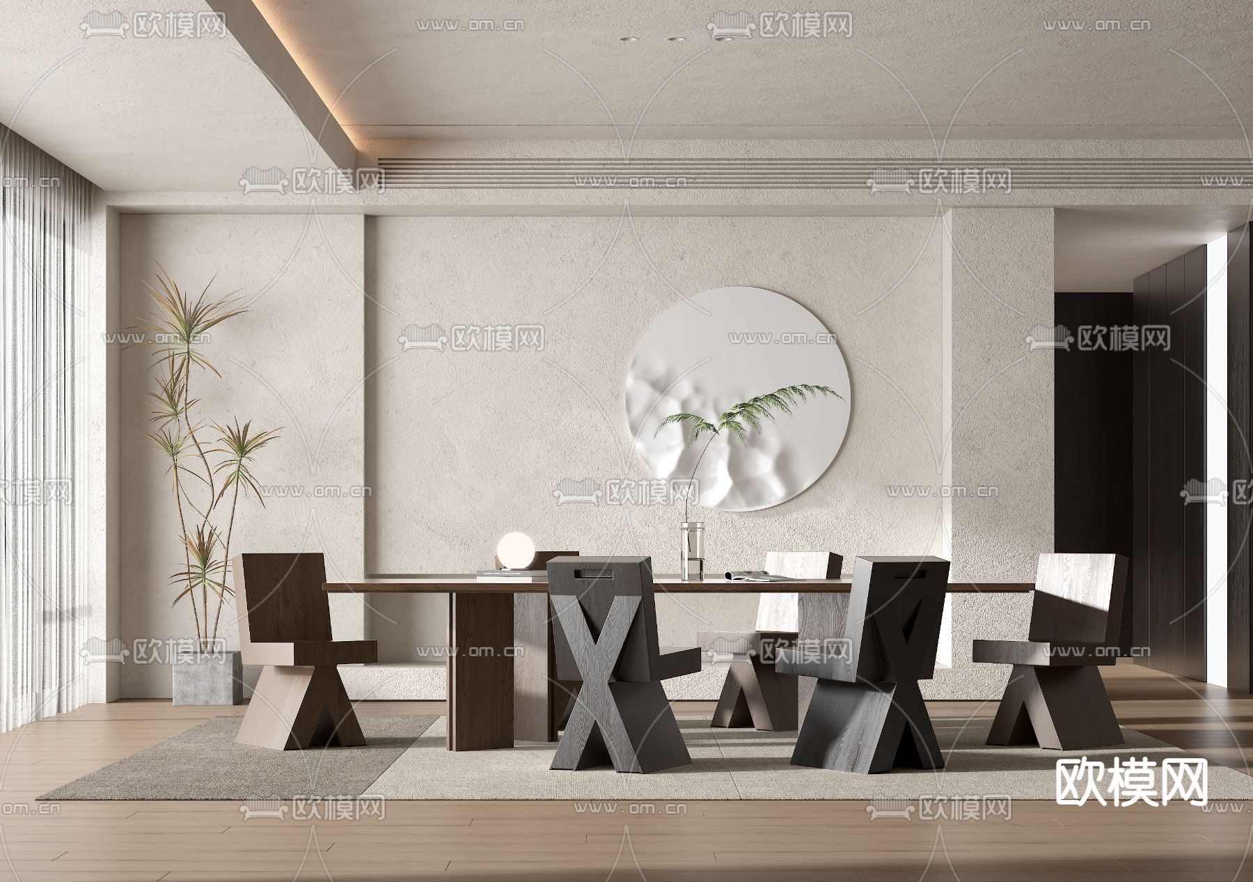 侘寂风餐厅su模型下载_ID12222498_sketchup模型下载-欧模网