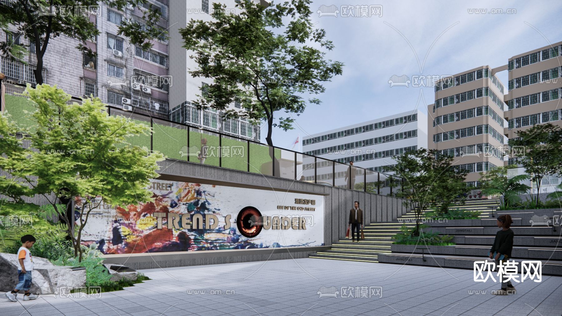 轻奢网红商业示范区su模型下载（渲染图4）