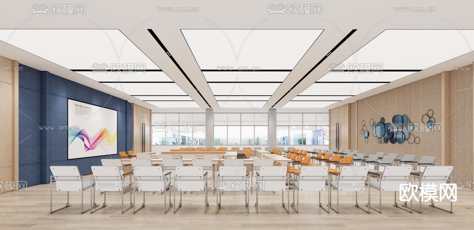现代会议室 培训室su模型下载（渲染图1）