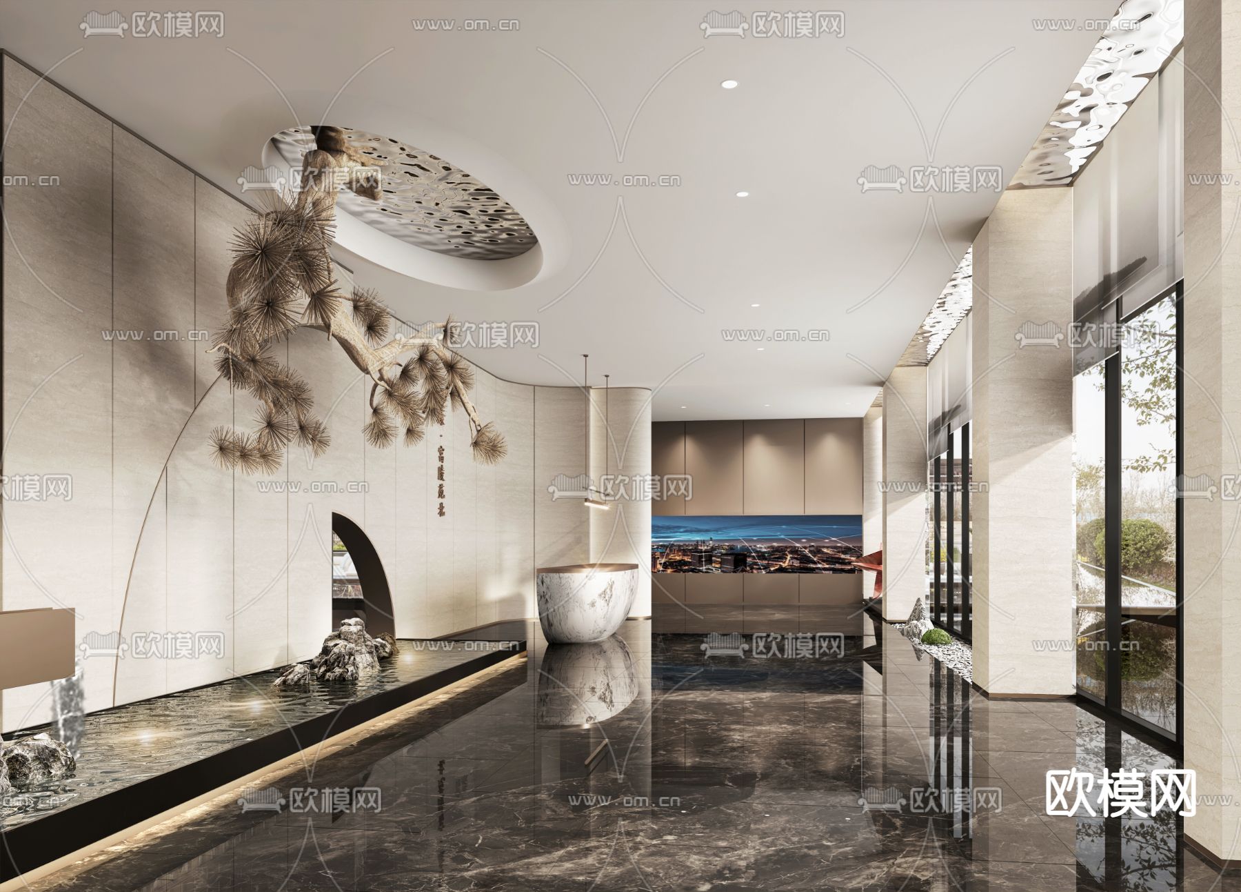 轻奢售楼部前台 接待3d模型