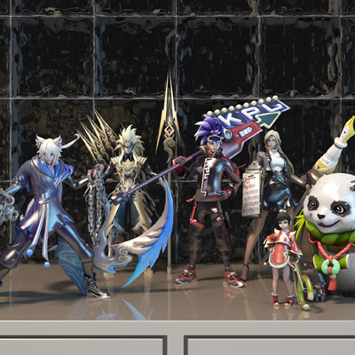  王者荣耀英雄群像潮玩 手办su模型 