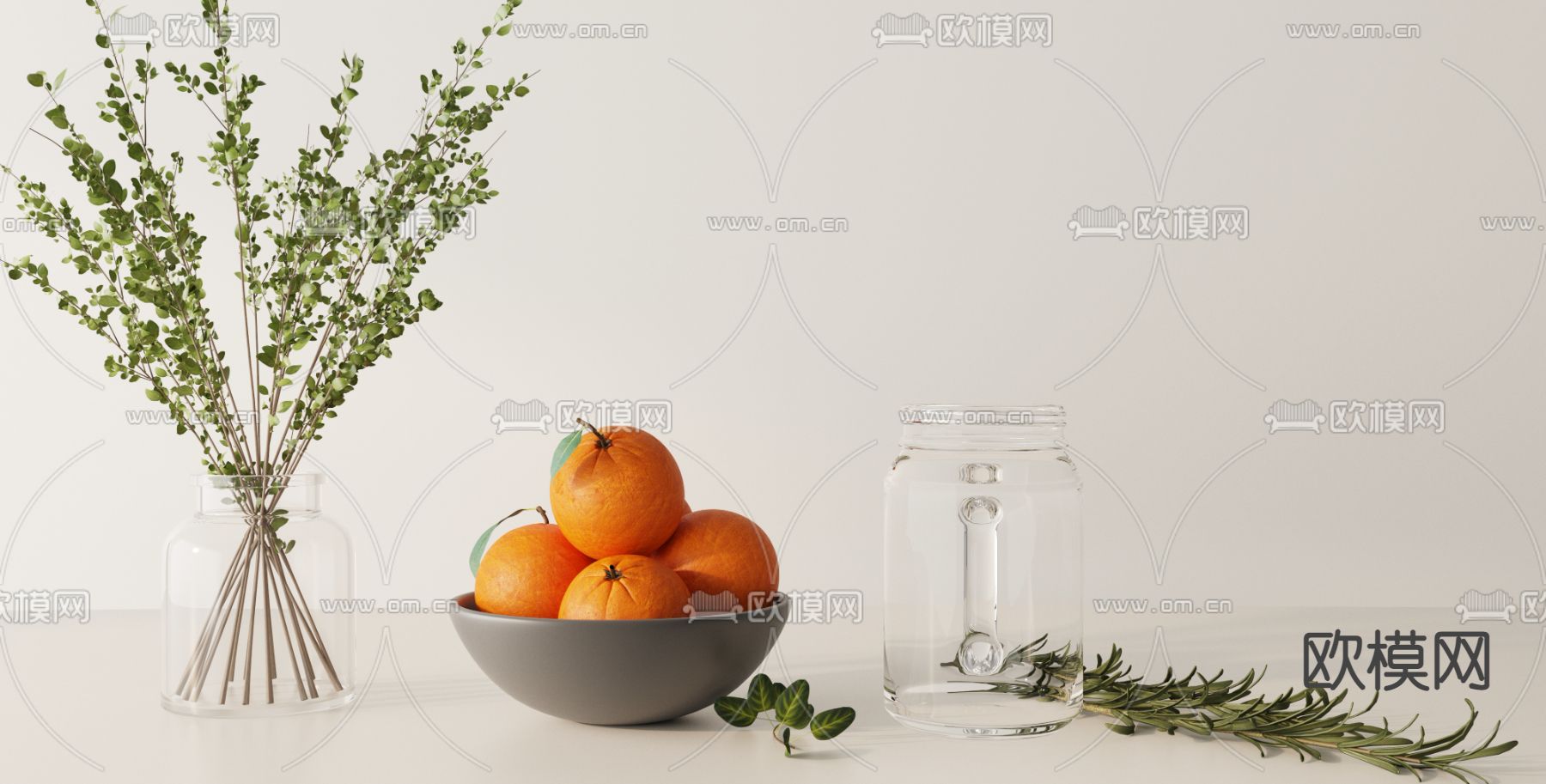 水培植物 果盘摆件3d模型下载