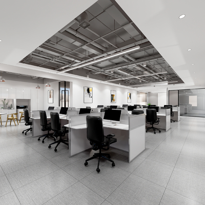  敞开式办公区 办公室su模型 